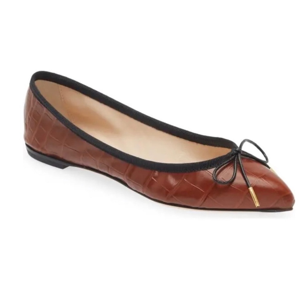 AGL Jomy Pointed Toe Ballet Flats Cognac Size EU 38 Italy